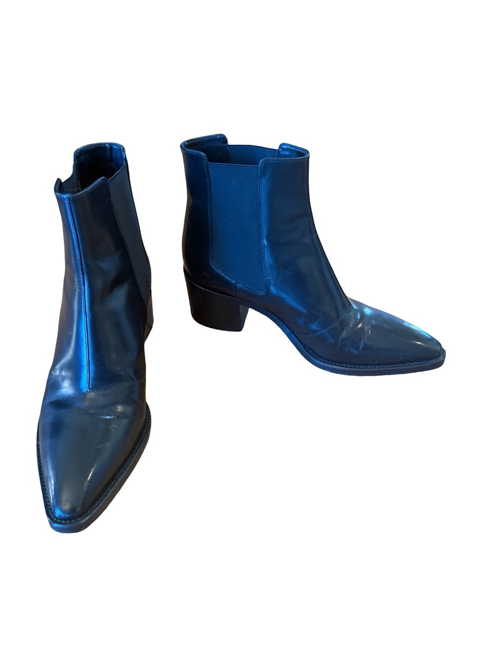 Valentino Garavani Black Leather Pointed Chelsea Boots